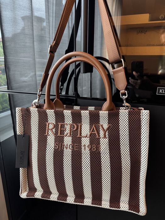 Replay нова оригинална чанта плетена мрежеста