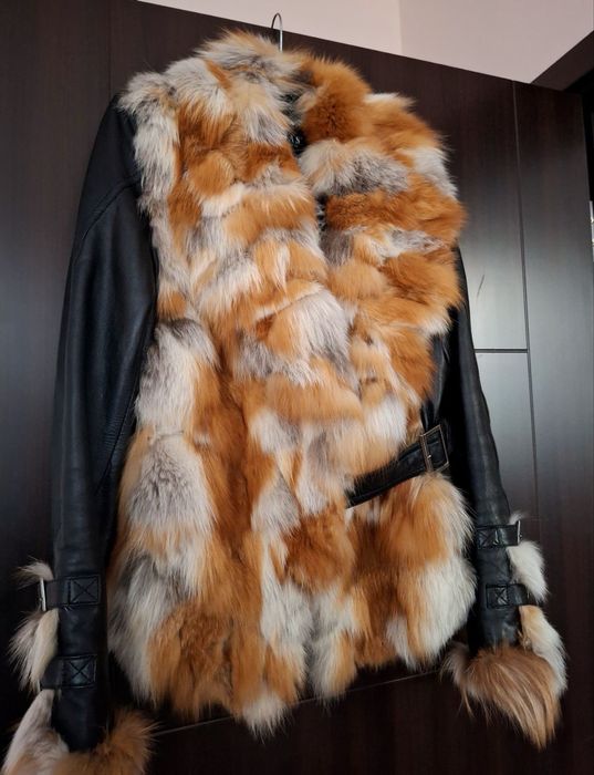 Яке от естествена кожа с косъм от лисица