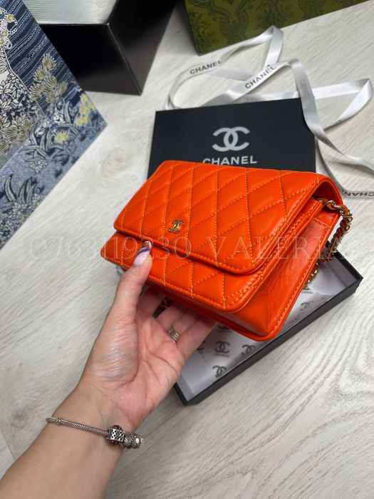 Geanta mica C4nel - Orange Piele