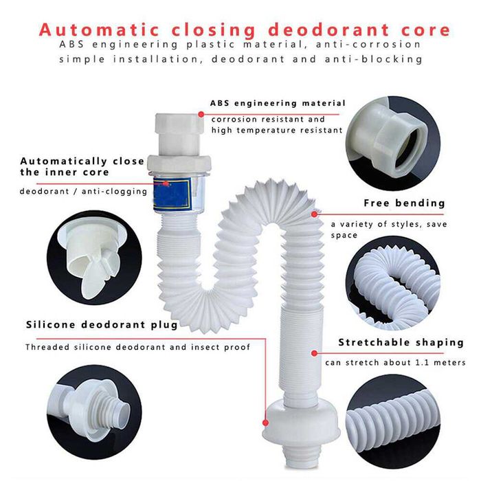 Tub evacuare Bucătărie cu inchidere automata pt miros. Nou