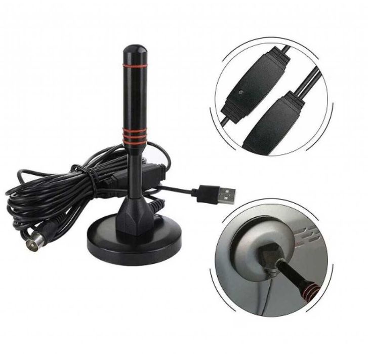 Стайна антена с магнит за цифрова телевизия с вграден усилвател, 5M