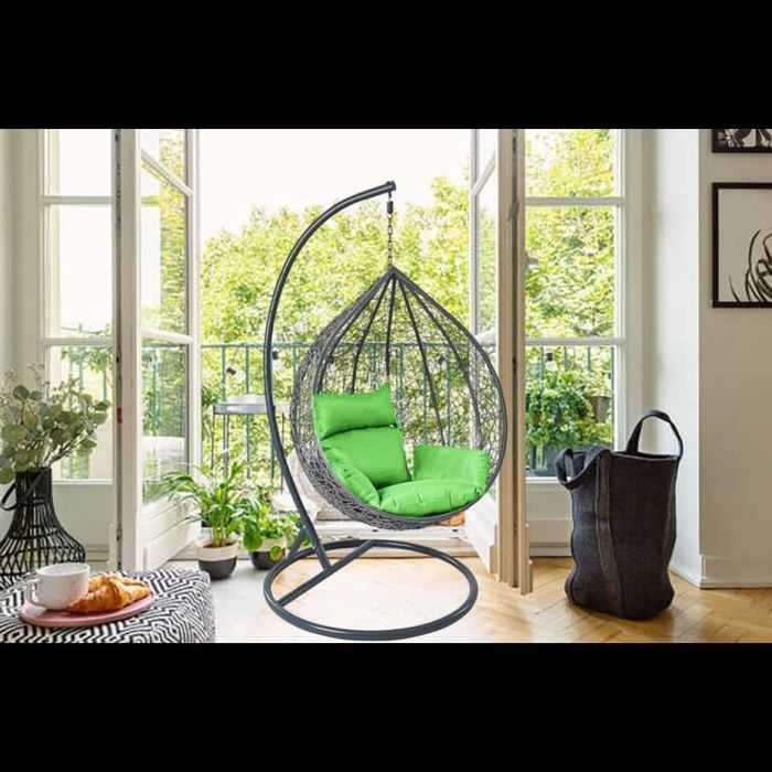 Луксозна градинска люлка тип гнездо бяла и сива