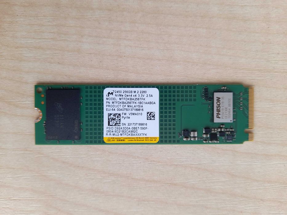 SSD NVMe Micron 2450 256 GB M.2 2280 – NOU -  160 Lei