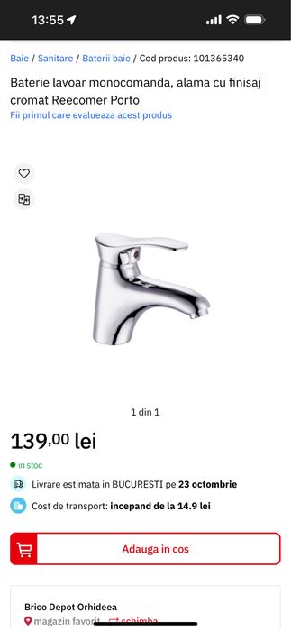 Baterie lavoar Reecomer Porto, noua