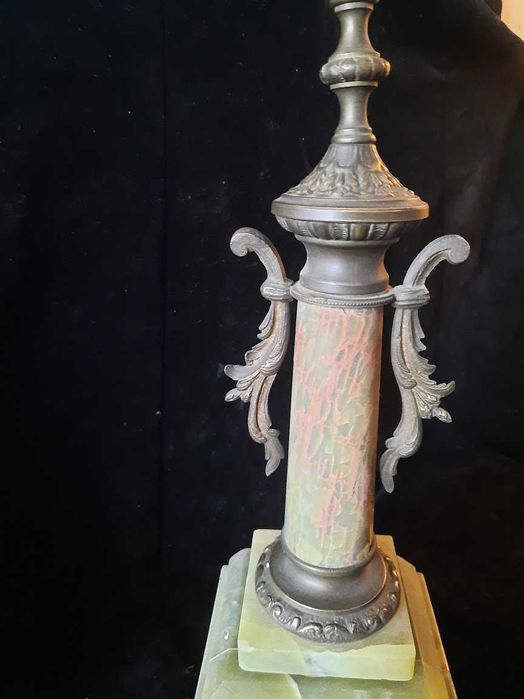 sfesnic cu onix verde si ornamente din bronz masiv