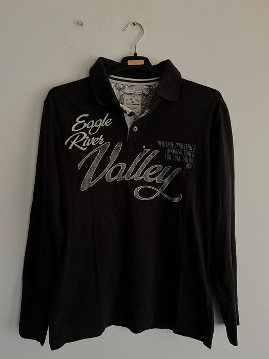 Tom Tailor "Eagle River Valley" long-sleeve rugby polo shirt in black