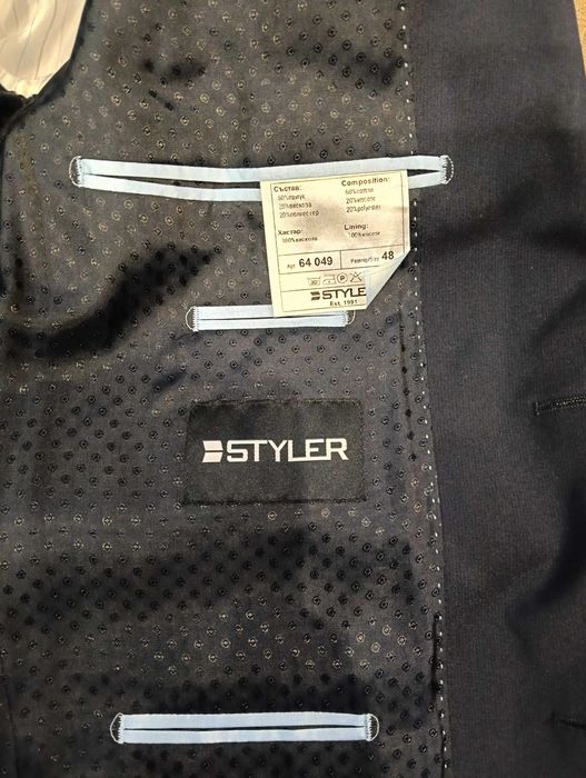 Почти нов мъжки костюм за бал Styler размер 48 – тъмносин