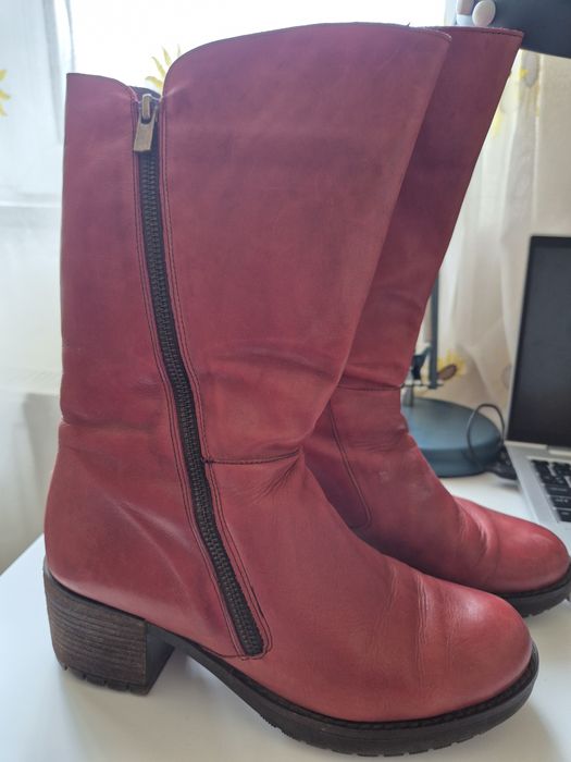Cizme piele rosii  38