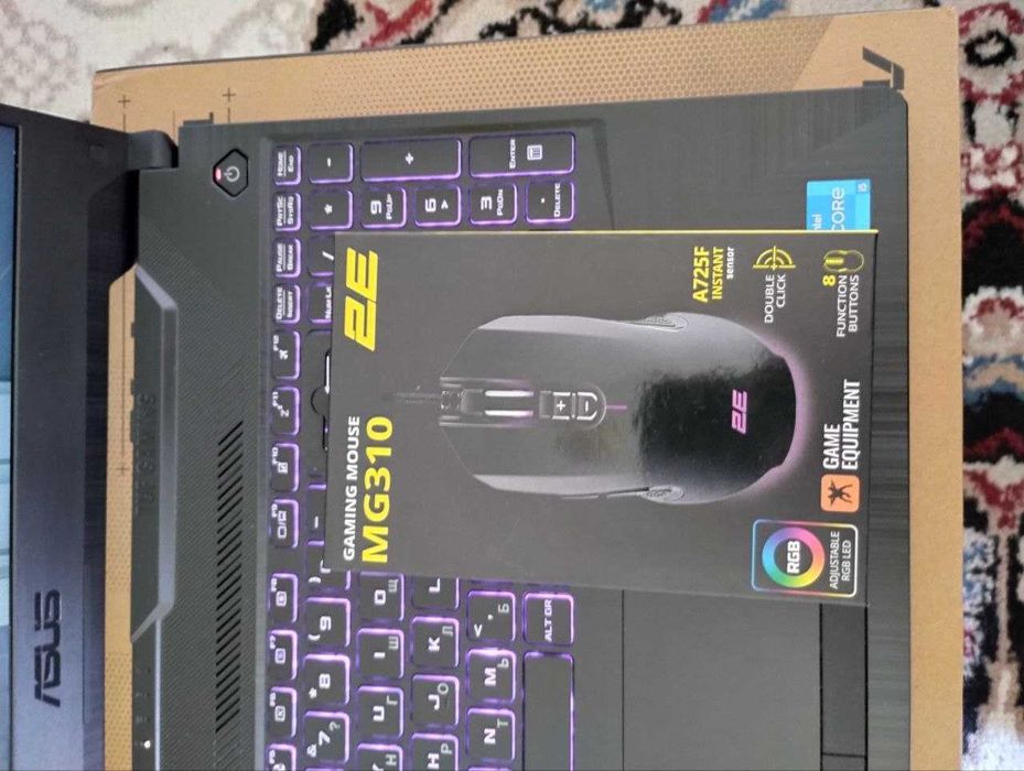 ASUS TUF GAMING F15 МИШКА 2E rgb под цветком