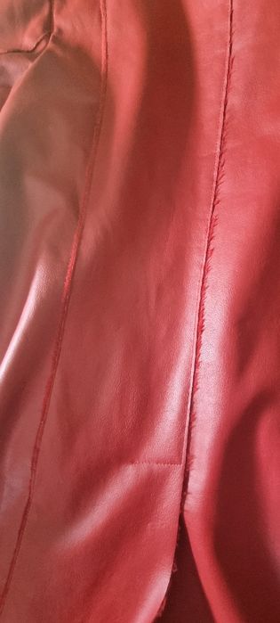 Palton Roșu piele ecologica, îmblănit, din Italia