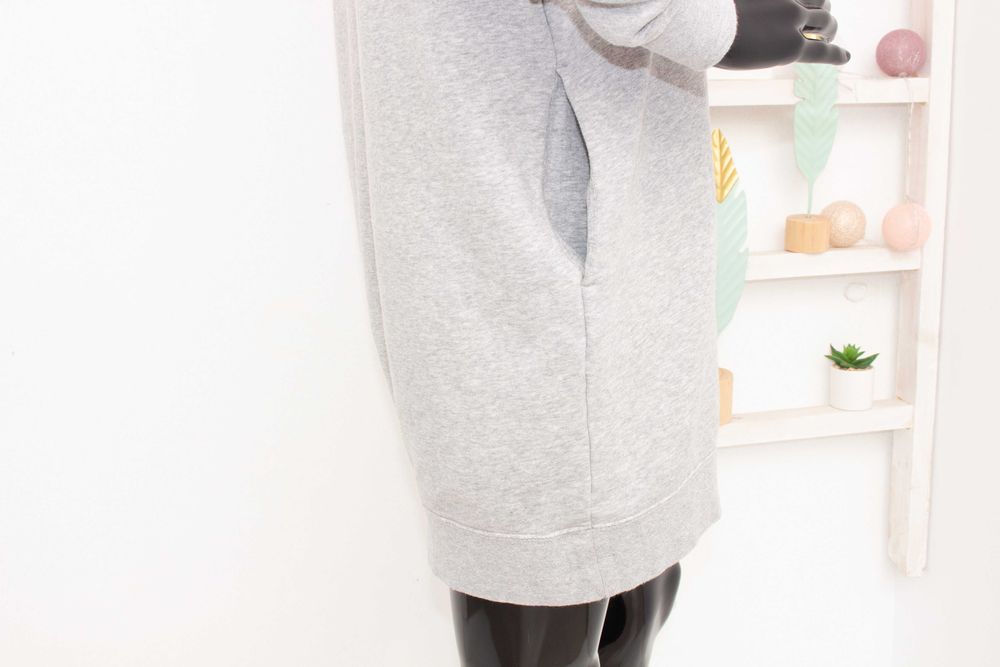 Nike Essential Fleece оригинална дамска суичър рокля сива с качулка S