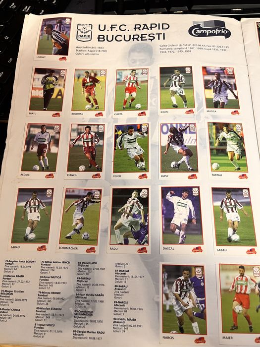 Album Campofrio Panini Anul 2000 cu Liga I Romania