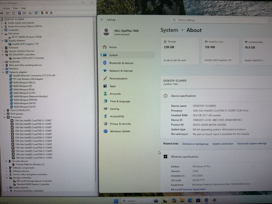 Mini PC/Tiny DELL OptiPlex 7000, Intel i5-12500T, 16GB RAM, 256GB SSD