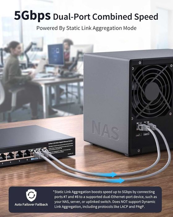 BrosTrend 8-портов 2.5G Ethernet мултигигабитов неуправляем мрежов