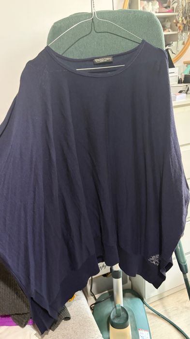 Pulover 100% merino bleumarin asimetric mărime unică
