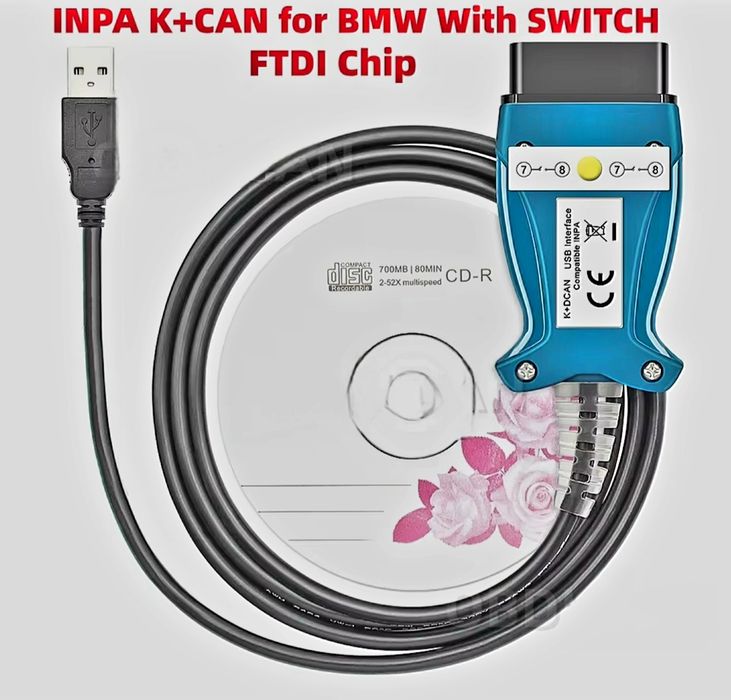 NEW ​ PRO Диагностичен Адаптер за BMW, USB, OBD2 K+DCAN със Switch