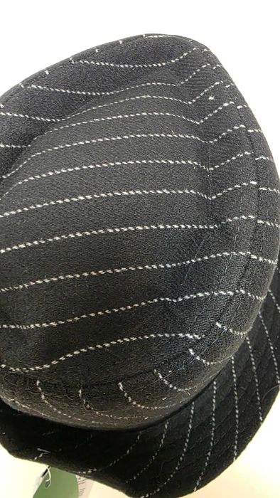 Pălărie Zylioo Trilby Fedora cu lână, 60 cm L – neagră cu dungi