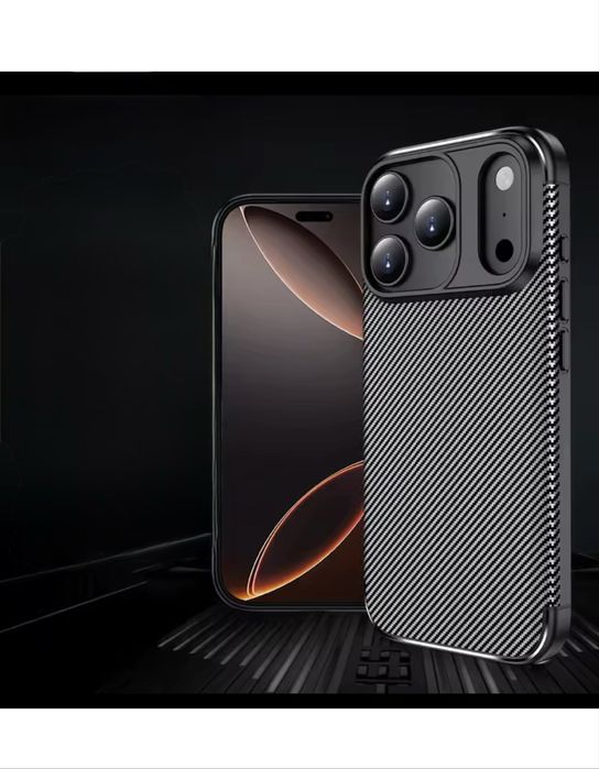 Husa Imitatie Carbon Neagra - Iphone 15 16 17 PRO MAX PLUS AIR
