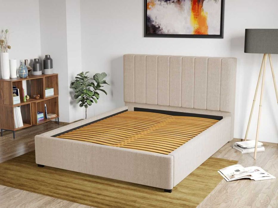 Pat Tapitat Adam Bej Falcone 102 cu somiera fixa 140/160/180x200