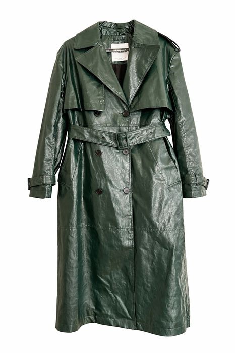 Зелен тренч от еко кожа BERSHKA р-р M/ L