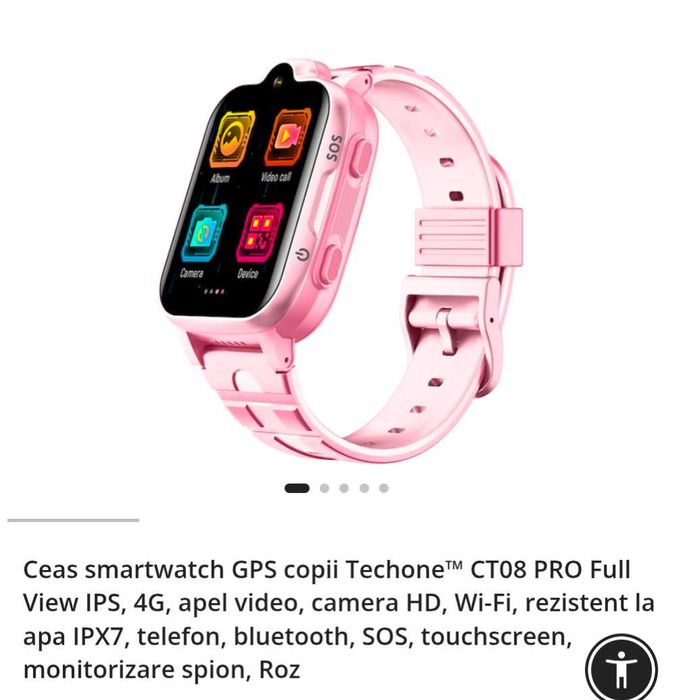 Ceas smartwatch GPS Techone roz