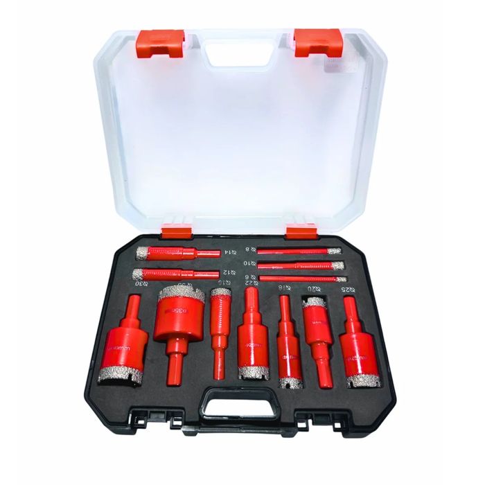 Набор алмазных коронок по кафелю FIX (6–35 мм) в пластиковом кейсе (12