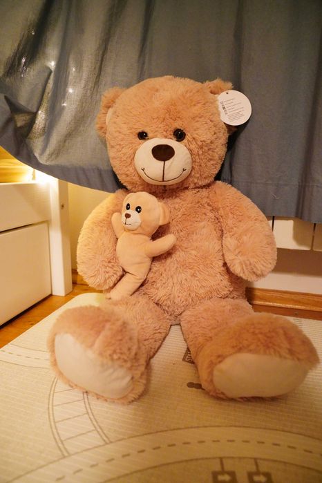 Ново плюшено мече с бебе-мече 70 см