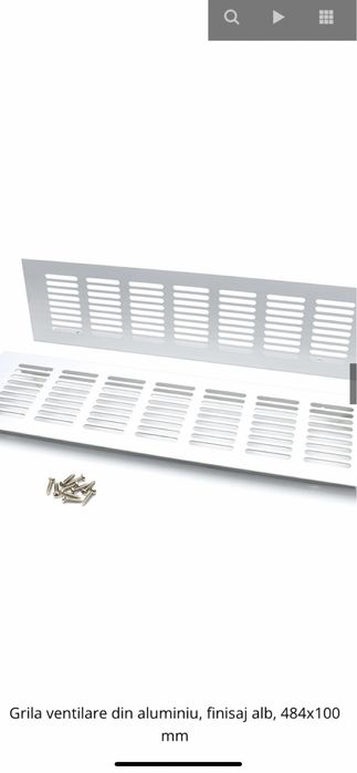 Grila ventilare din aluminiu, finisaj alb, 484x100 mm
