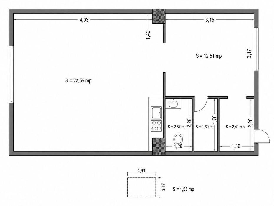 De vânzare Apartament 1 cameră | 42 mp | Gruia