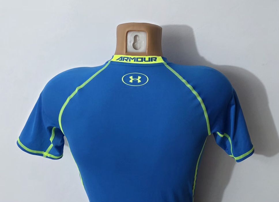 Under Armour, tricou compresiv cu mânecă scurtă UA HeatGear Blue Jet, ptr. bărbați, mărimea M