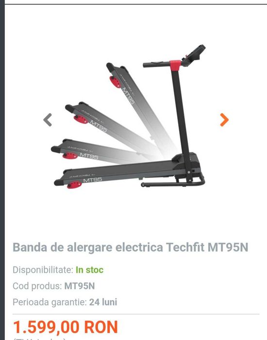 Vand banda de  alergat Techfit MT95 silentioasa