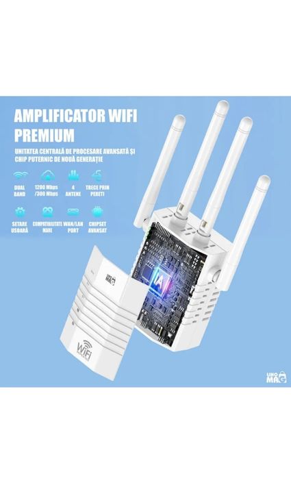 Amplificator Wireless Linomag, WiFi, 4 Antene, 240m, pana la 1200 Mbps