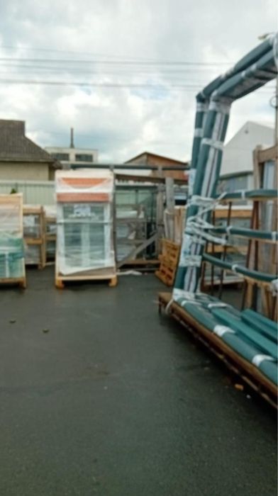 Нов Плъзгащ алуминиев прозорец / sliding door/ витрина с врата – 3800 x 2540 мм - профил Cortizo Vision Plus