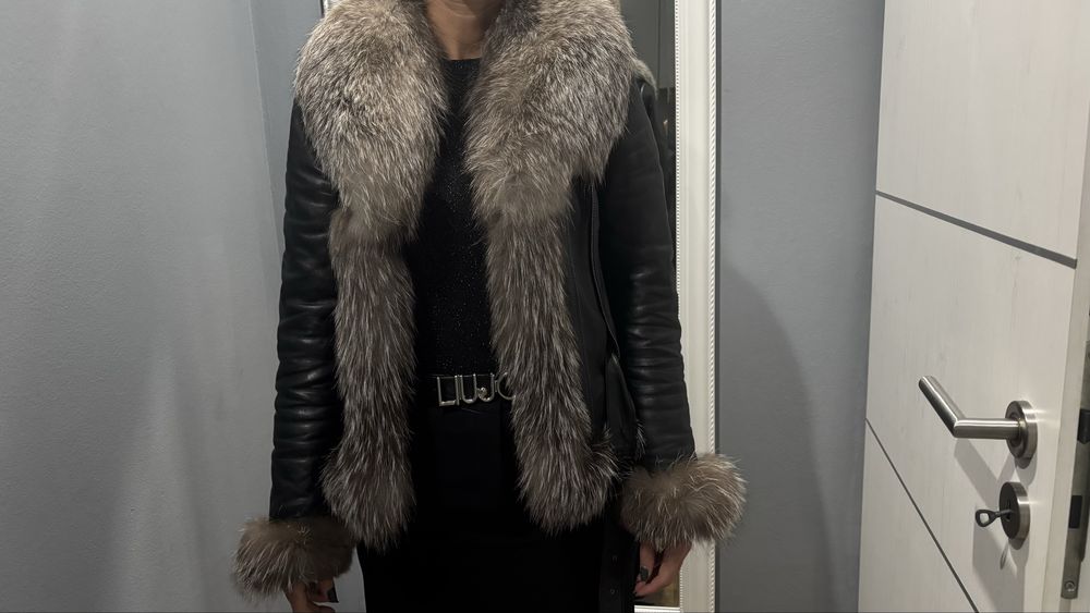 Дамско кожено яке, естствена кожа и естествен косъм