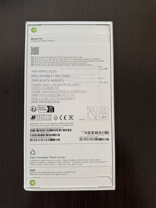 Iphone 17 pro 256 gb Deep Blue NOU Sigilat