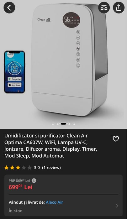 Purificator si Umidificator Clean Air Optima CA607W