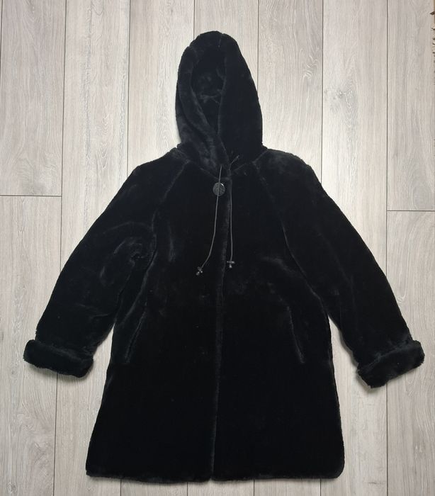 Geaca dama neagra cu blana artificiala