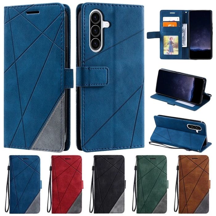 Samsung Galaxy A57 A56 A26 A16 A15 A25/TRIANGLE Кожен калъф тип тефтер