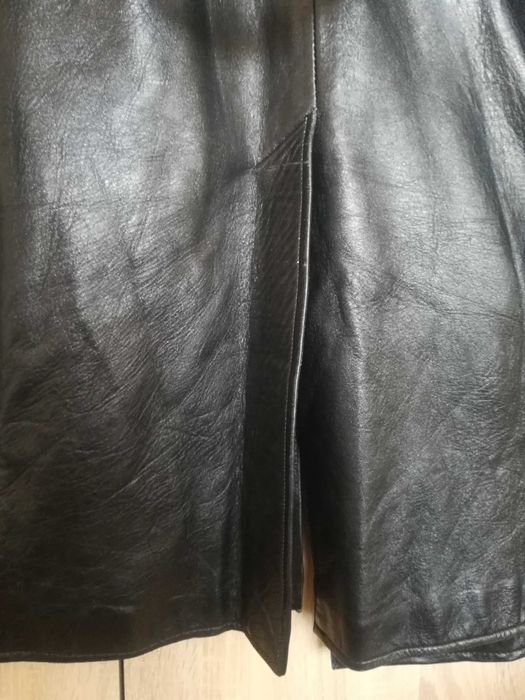 Мъжко черно кожено манто,размер 52