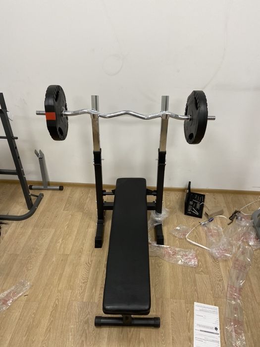 Banca piept reglabila cu suport de haltera+Bara z+2 discuri de 10+10 k