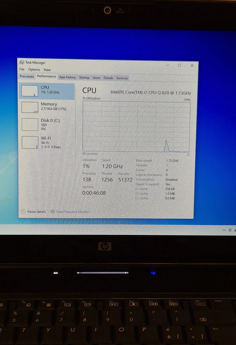 0Laptop HP Pavilion dv6 , i7-820q , 16 gb RAM , SSD 256 gb , Nvidia GT 320m 1 gb , Windows 10 activat