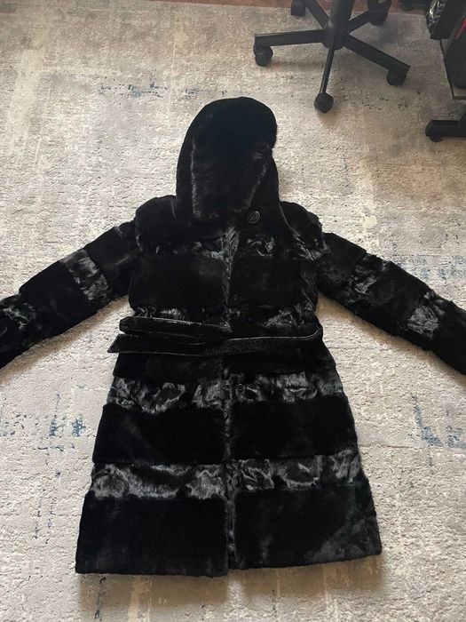 шуба мутон с норкой