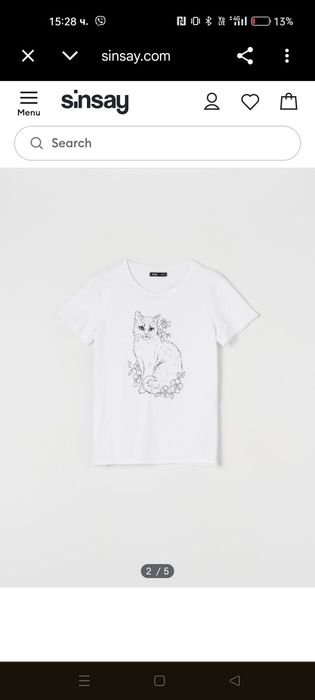 Тениска с коте Sinsay