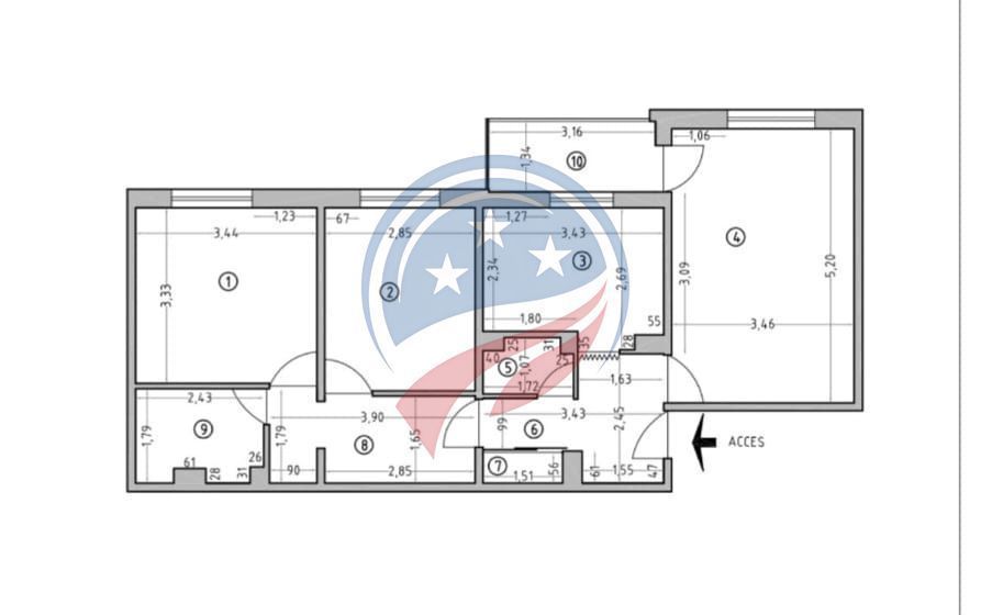 Apartament 3 camere decomandat, Et. 2/4, Lăpuș–Argeș, mobilat, central