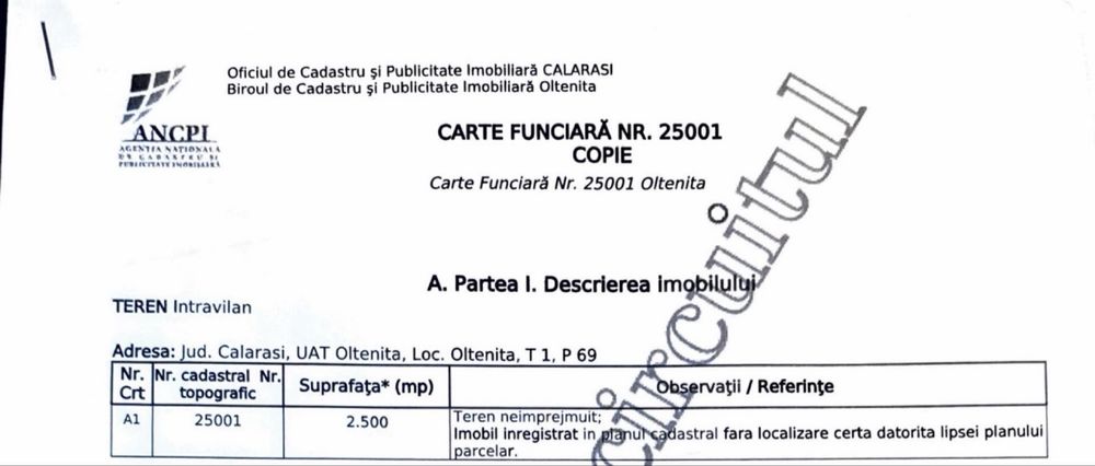 Teren intravilan 2.500mp în oraș