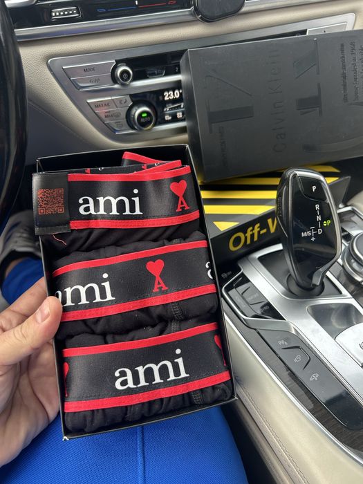 Boxeri Calvin Klein , set de 3 bucăți,  negru cu bandă logo roșu- L