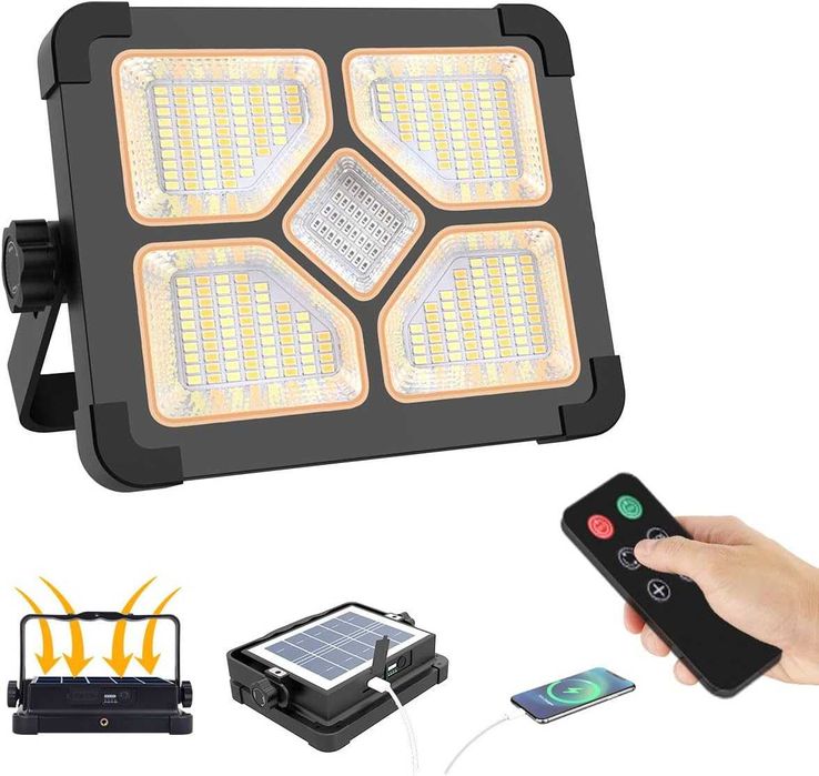 Proiector LED Reincarcabil 150W 15000mAh Solar Telecomanda IP66