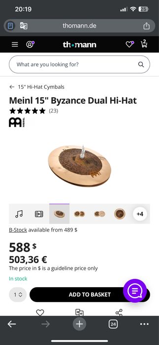 Meinl Byzance Dual Hi Hat 15”