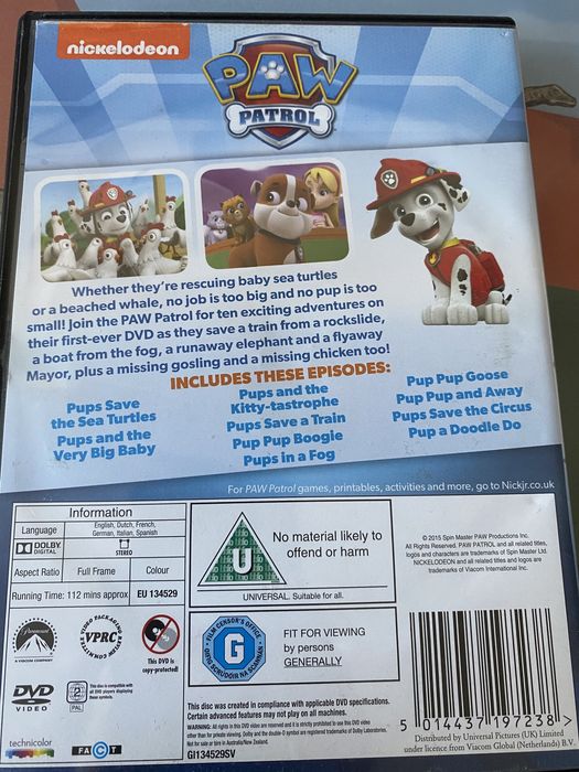 Dvd Paw Patrol pentru copiii