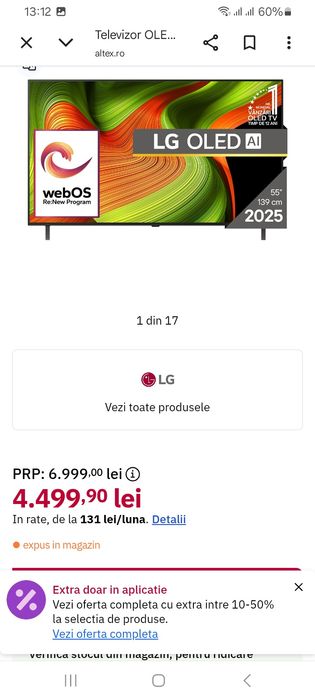 TV LG oled 4k hdr 139cm
